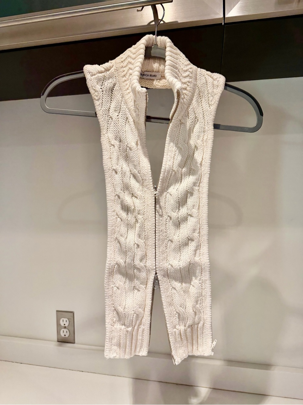 $298 VERONICA BEARD Radia CABLE KNIT turtleneck DICKEY jacket insert cream ivory